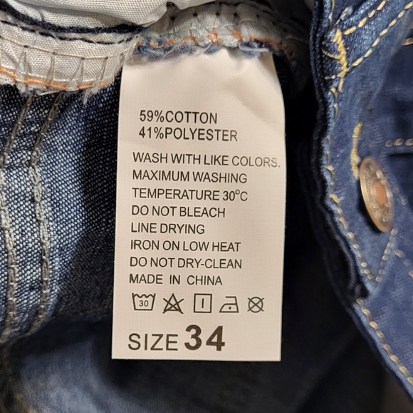 Jeans Wear Men's NWOT Deep Blue/Dark Wash Straight Leg Jeans Size 34x29 - Picture 3 of 9